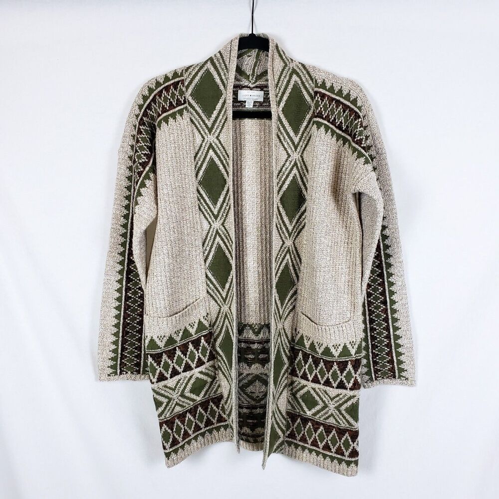 Lucky Brand Aztec Cardigan Womens XS Cabin Cozy Western Desert Boho Southwestern